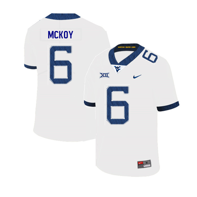 NCAA Men's Kennedy McKoy West Virginia Mountaineers White #6 Nike Stitched Football College 2019 Authentic Jersey AJ23C06XN